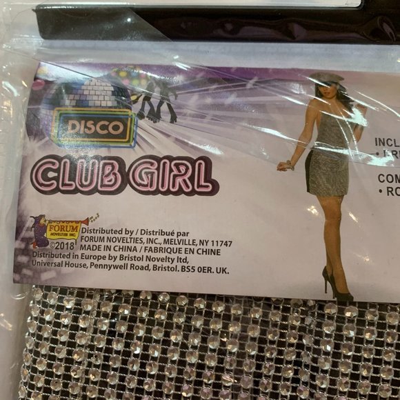 Forum Disco Club Costume Sexy Silver 1970s Fever Dress Adult Size M-L (8-12) - Picture 9 of 11